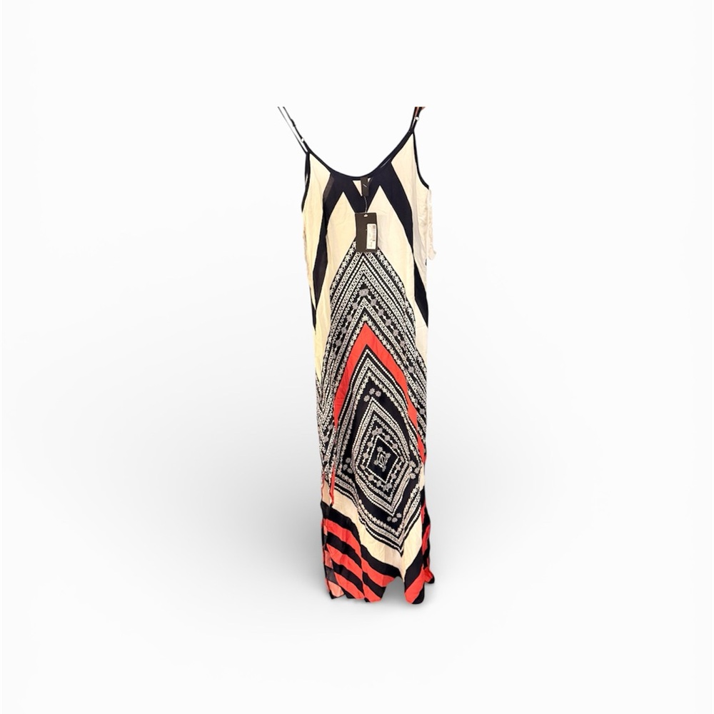 Boho Geometric Maxi Dress Size 12 NWT Sleeveless Tribal Print Vacation